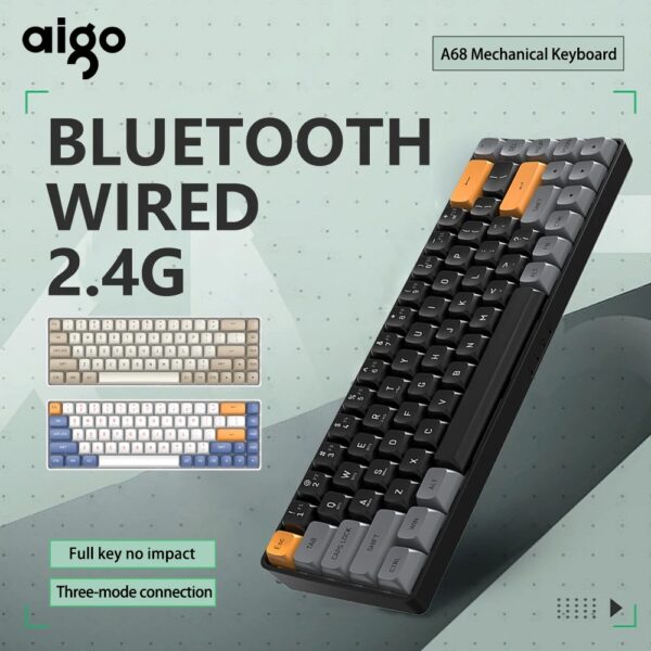 AIGO-A68 Teclado Mecânico Sem Fio