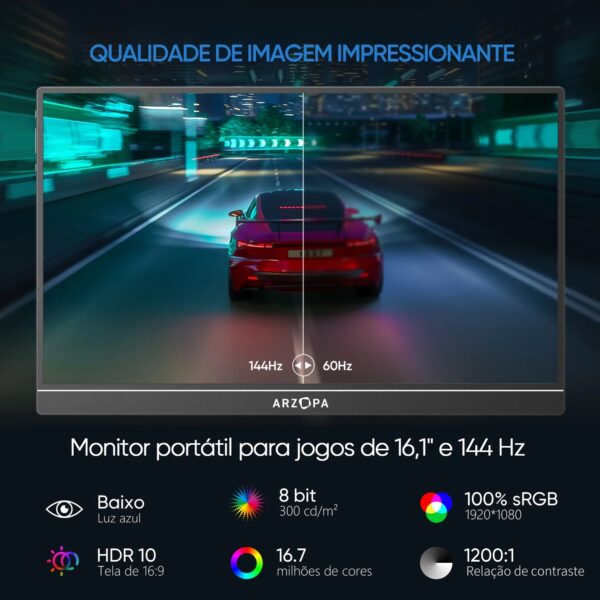 Novo ARZOPA 16.1 polegada 144Hz - Image 3