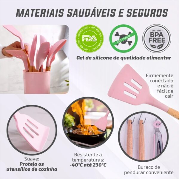 Jogo Kit C/12 Peças Utensílios De Cozinha Colheres - Image 7