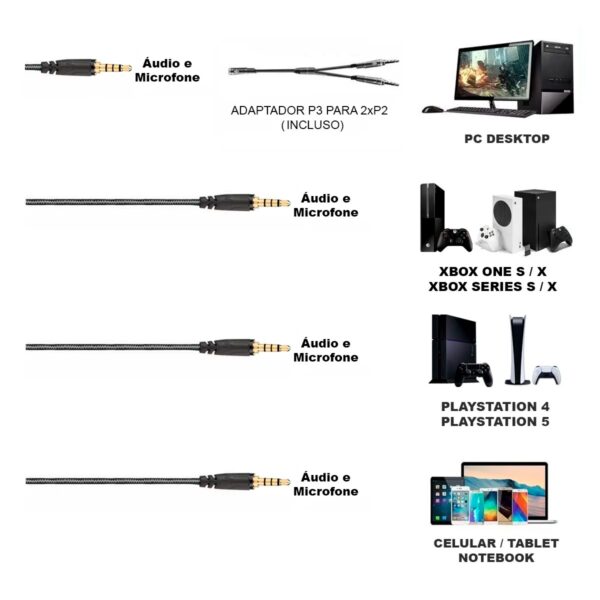 H2002D Preto Headset Gamer, Havit Gamenote - Image 6