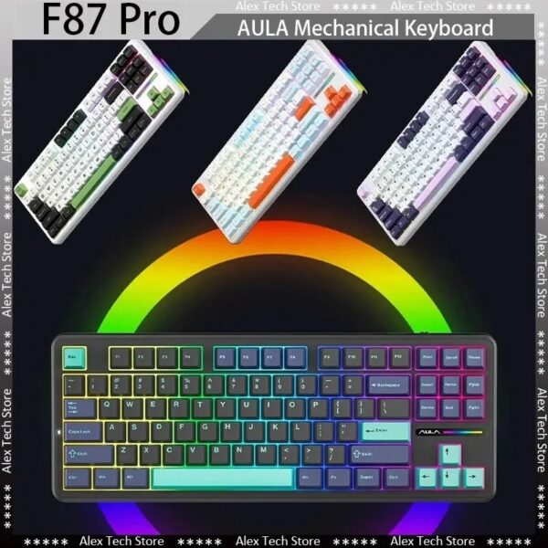 AULA-F87 Pro Teclado Mecânico, 2.4g, USB, Bluetooth, Tri Mode - Image 6