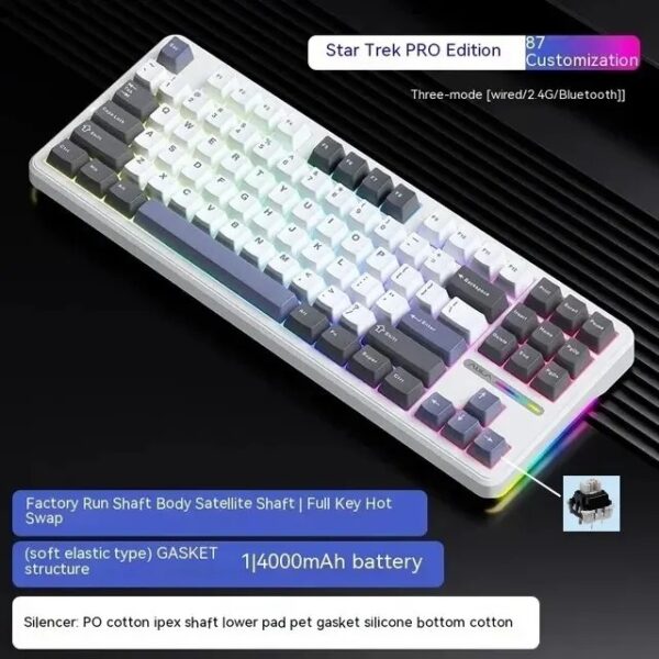AULA-F87 Pro Teclado Mecânico, 2.4g, USB, Bluetooth, Tri Mode - Image 7