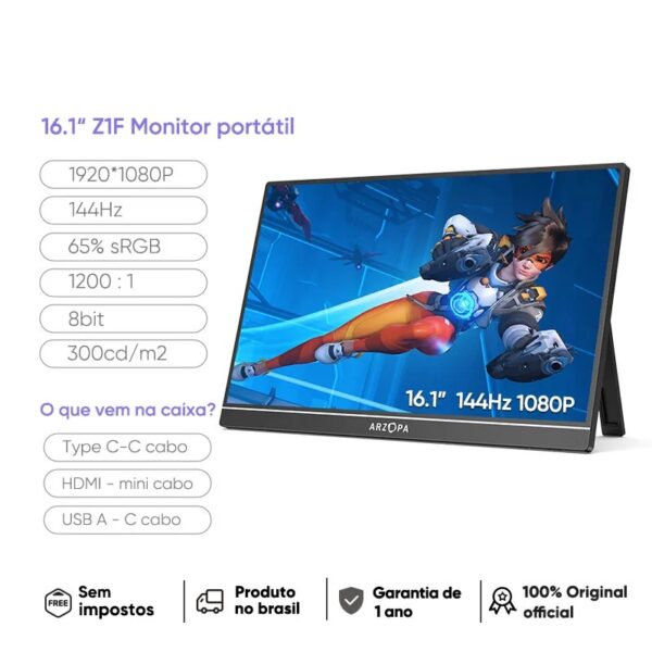 Novo ARZOPA 16.1 polegada 144Hz