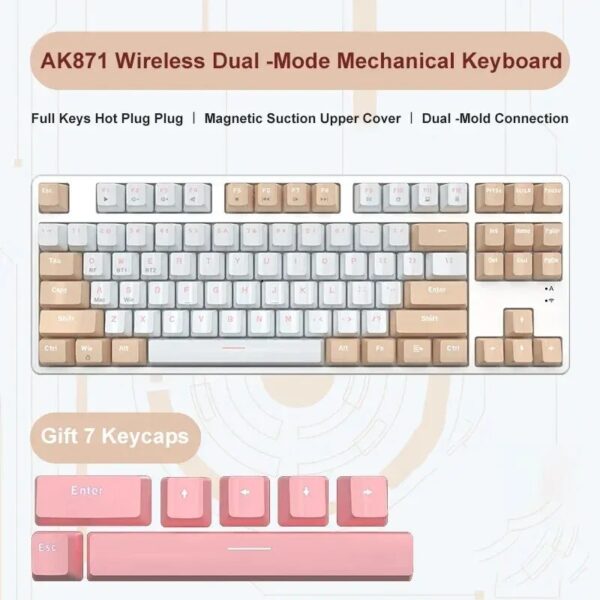 Ajazz-Teclado mecânico sem fio Ak871 - Image 8