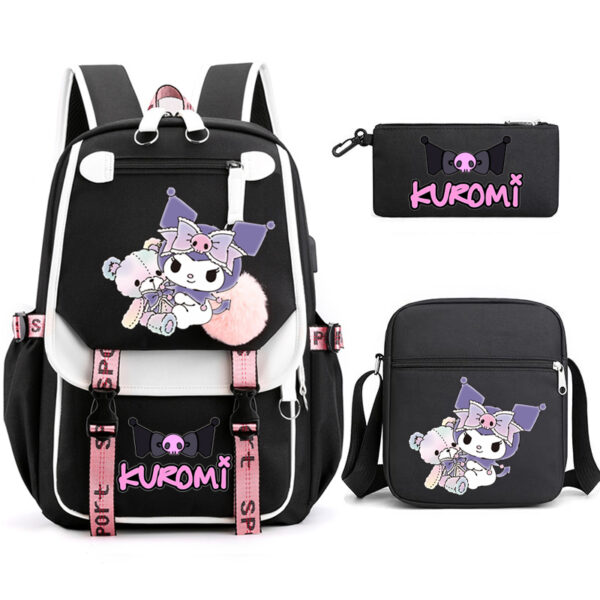 Mochila Escolar Kuromi - Alta Capacidade, Design Fofo e Versátil, 3 Peças - Image 8